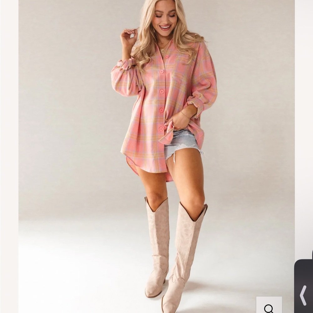 Boutique Plaid Oversized Tunic NWTGS So So Cute